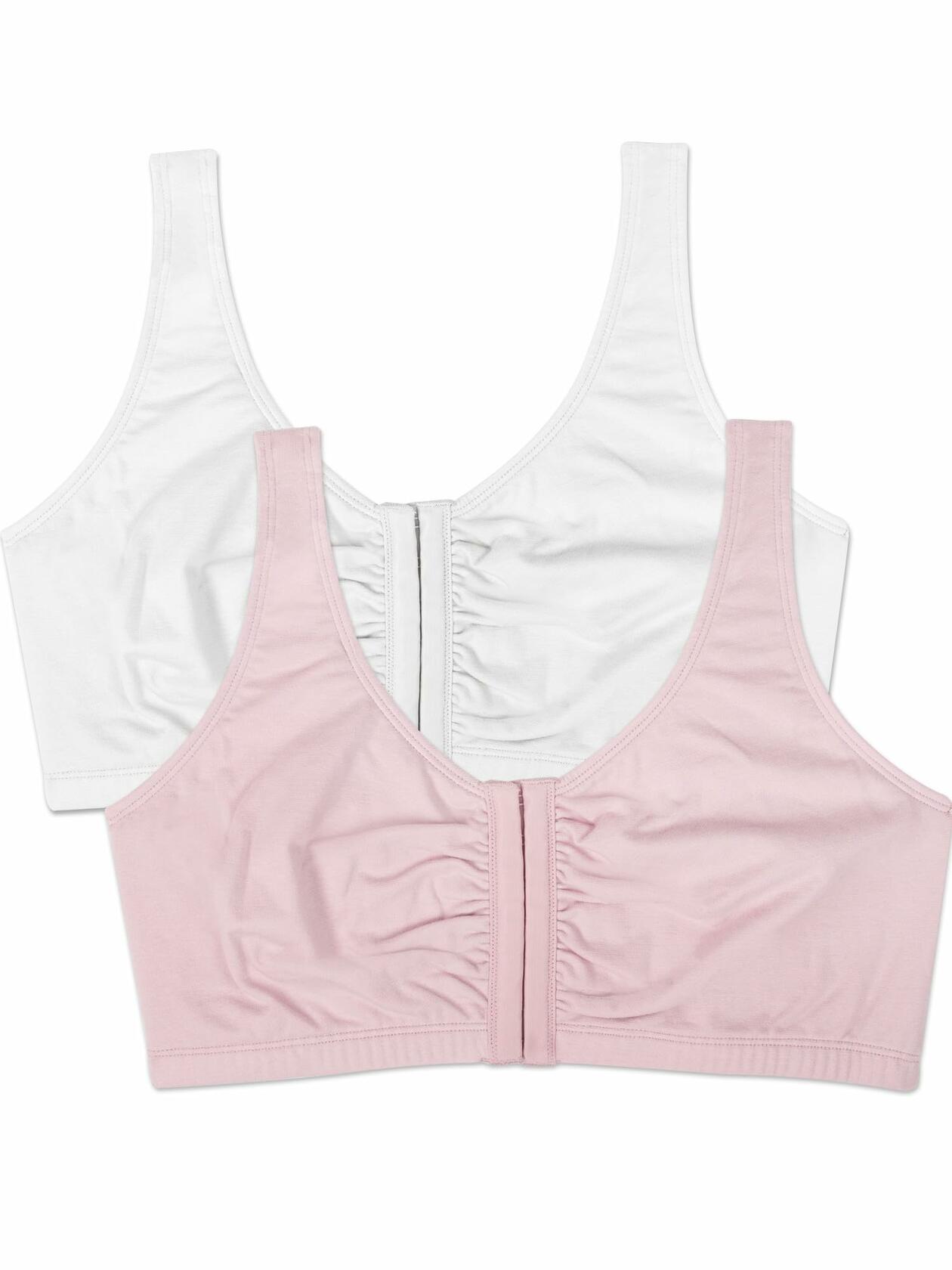 Fruit of The Loom Womens Comfort Sports Bra 2-Pack White/Blushing Rose Size 44