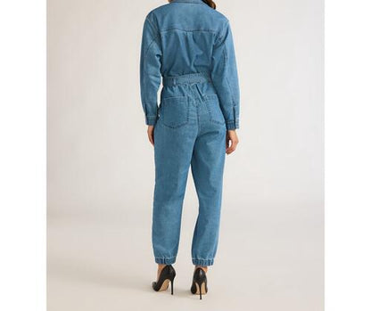 Sofia Jeans Womens Utility Jumpsuit Long Sleeves 26" Inseam