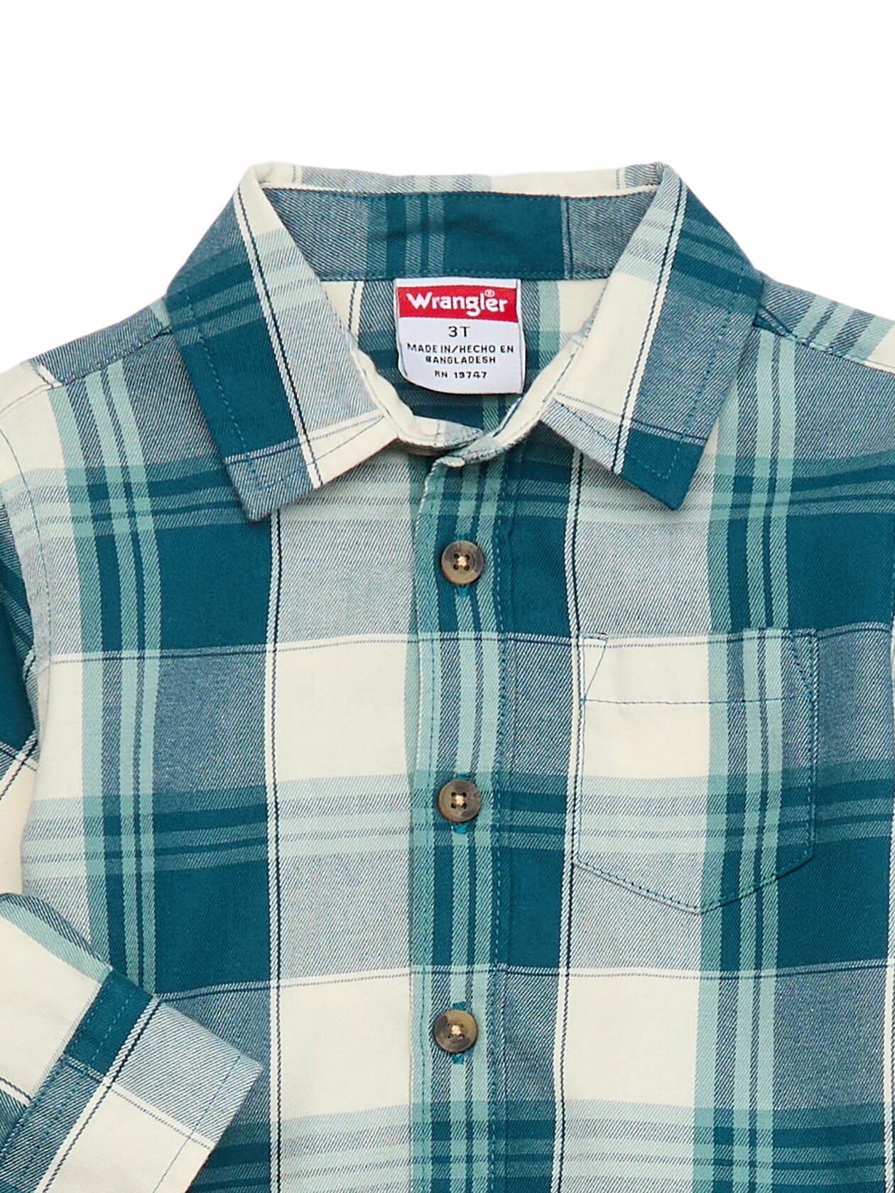 Wrangler Toddler Boys Long Sleeve Flannel Button-Up Shirt and Pants Set