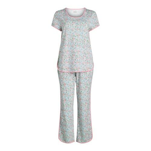 Joyspun Womens Sleep Tee and Pants Pajama Set 2-Piece