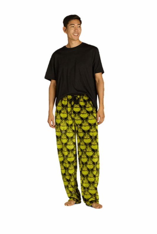 Dr. Seuss Mens Grinch Superminky Sleep Pants Green Size M