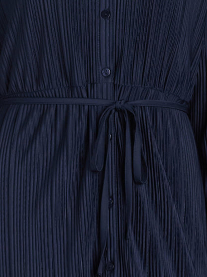 Time and Tru Women's Plisse Dress with Long Sleeves Navy Size M