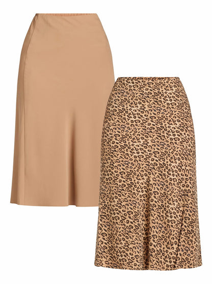 Time and Tru Womens Midi Slip Skirt 2-Pack