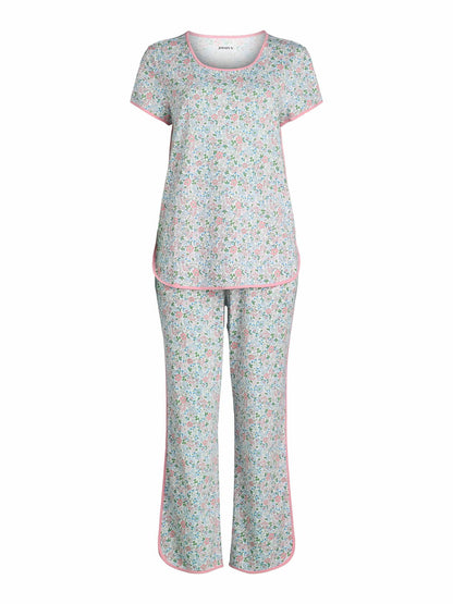 Joyspun Womens Sleep Tee and Pants Pajama Set 2-Piece