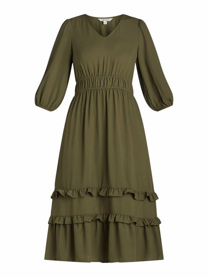 The Pioneer Woman Ruffle Maxi Dress Olive Size 2X