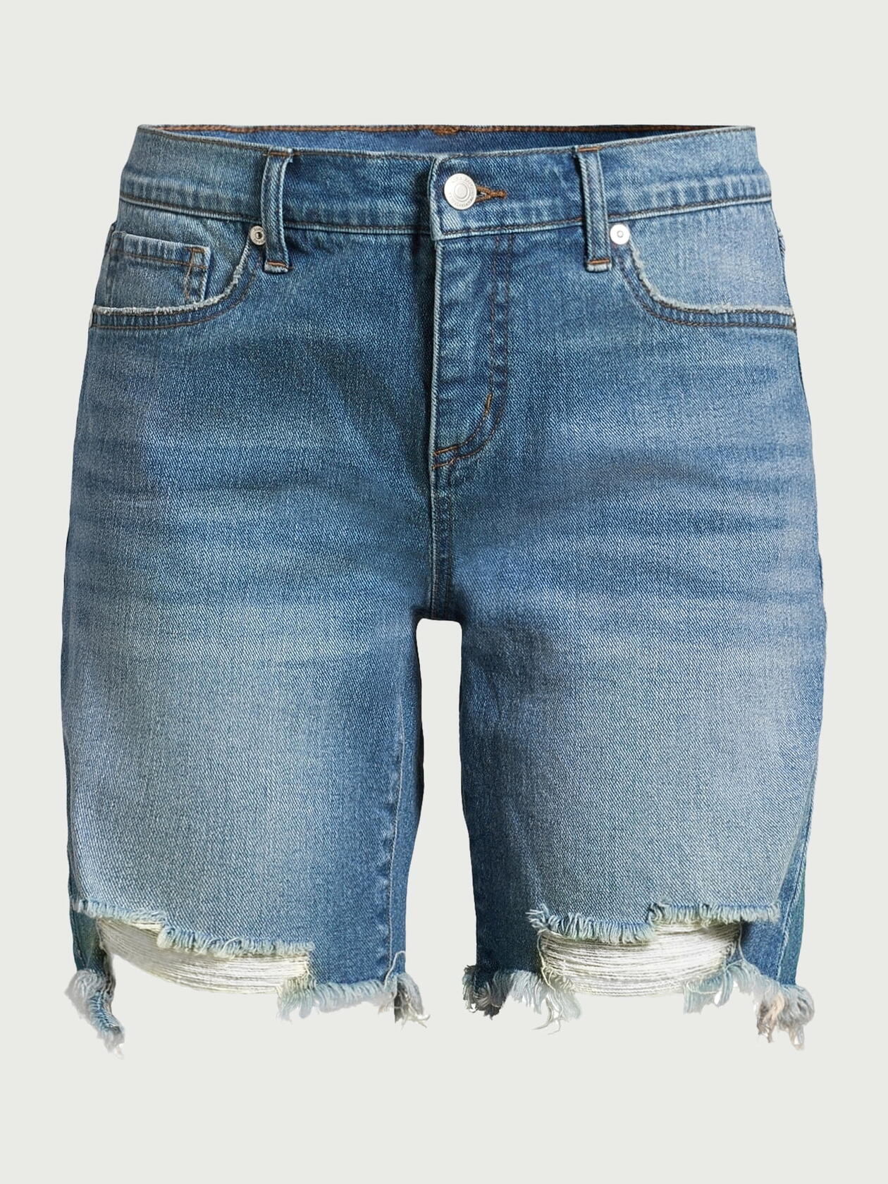 Sofia Jeans Womens Gabriella Bermuda Mid-Rise Destructed Hem Shorts Mdwash Sz 6
