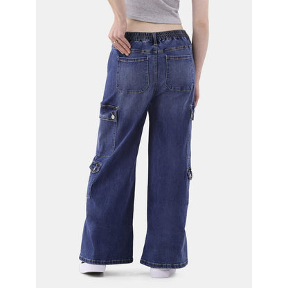 No Boundaries Baggy Cargo Jeans 32” Inseam Womens Dark Wash Size XXL (20)