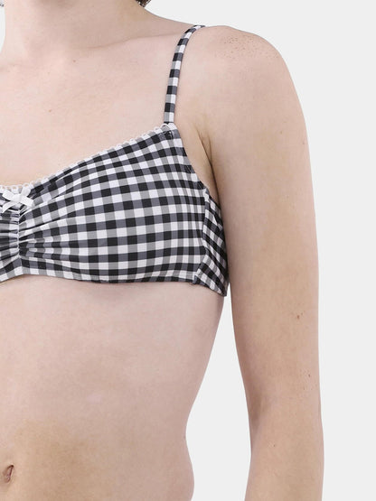 No Boundaries Gingham Bow Bralette Bikini Top Womens Gingham Size M