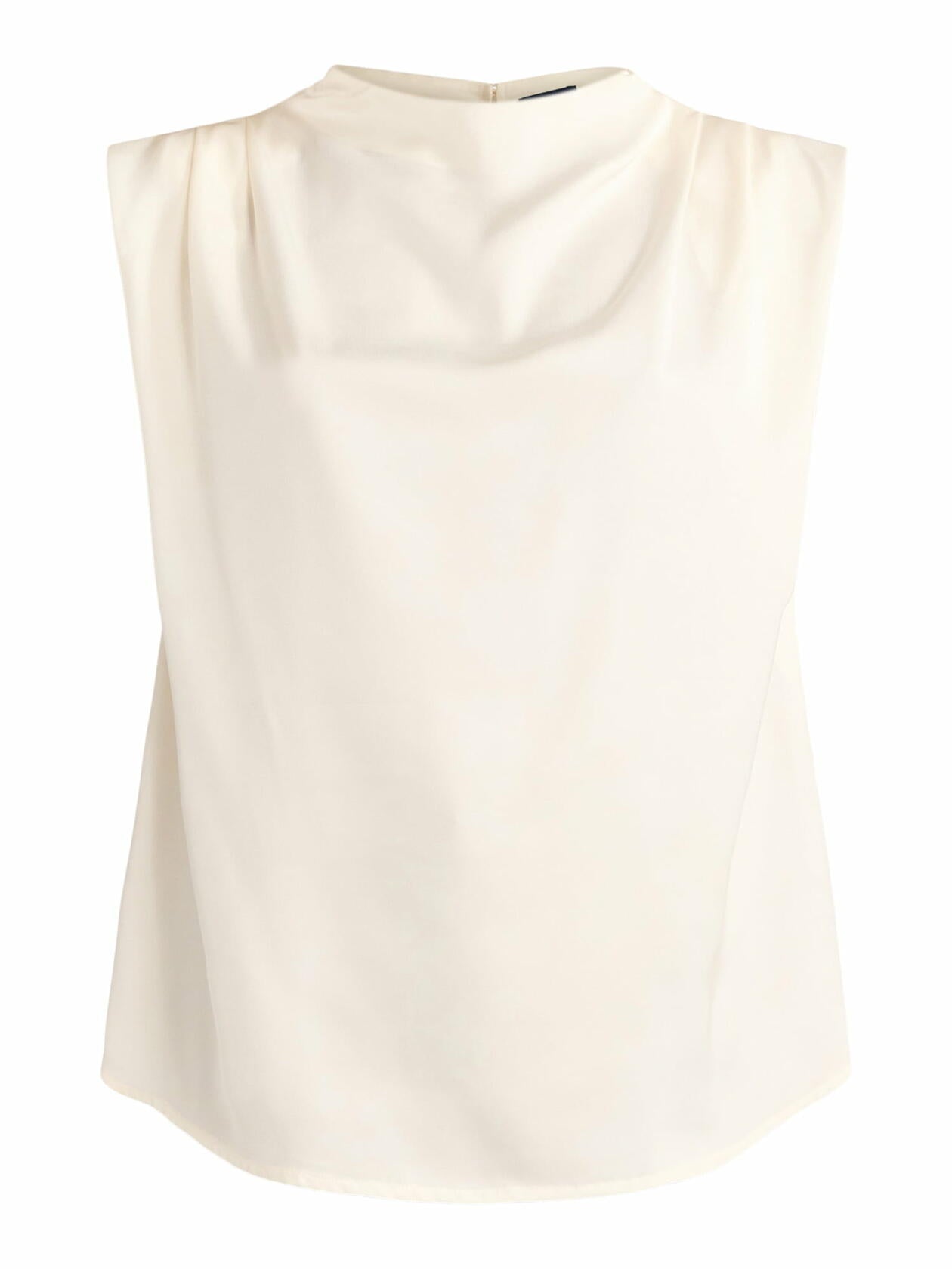 Scoop Womens Sleeveless Mock Neck Pleated Shoulder Blouse