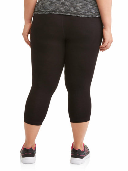 Athletic Works Womens Active Dri-Works Capri Leggings Black Size 1X