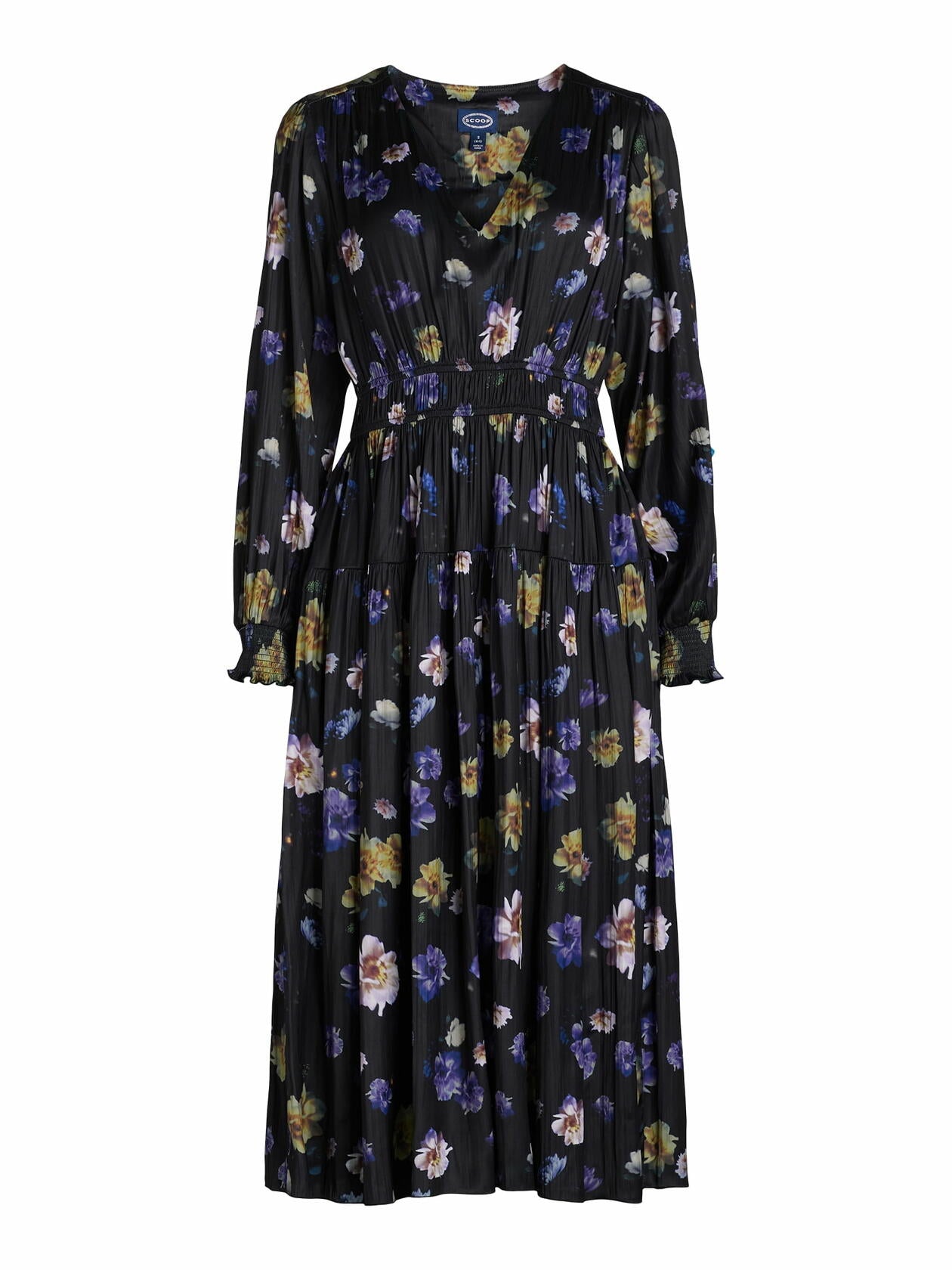 Scoop Womens & Womens Plus V Neck Plissé Midi Dress Tossed Floral Size XS