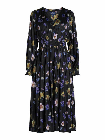 Scoop Womens & Womens Plus V Neck Plissé Midi Dress Tossed Floral Size XS