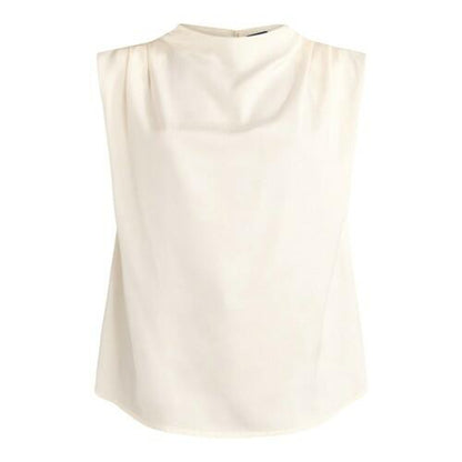 Scoop Womens Sleeveless Mock Neck Pleated Shoulder Blouse