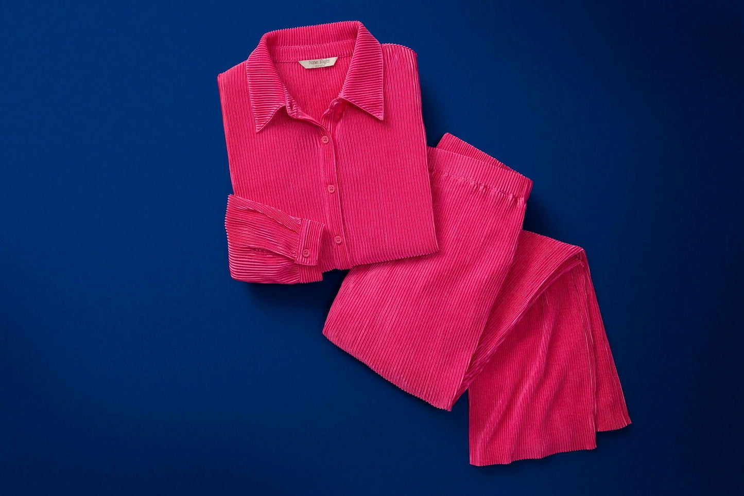 Nine.Eight Womens Plisse Pleat Shirt and Pants Set 2-Piece