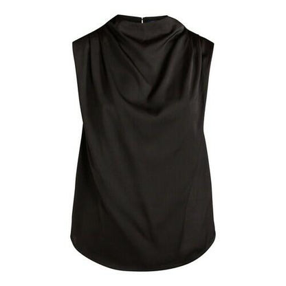 Scoop Womens Sleeveless Mock Neck Pleated Shoulder Blouse
