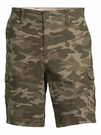 George Mens & Big Mens Cargo Shorts 10.5 Inseam Green Camo Size 38