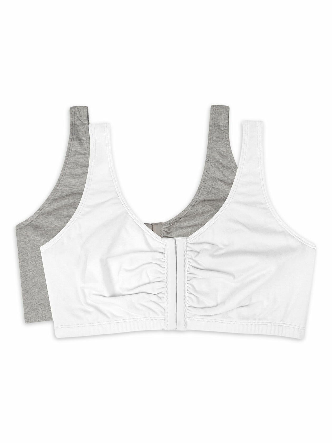 Fruit of the Loom Womens Front Close Bra 2-Pack White/Grey Size 38