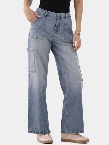 No Boundaries Wide Leg Cargo Pants 31.5'' Inseam Womens Medium Enzyme Size M