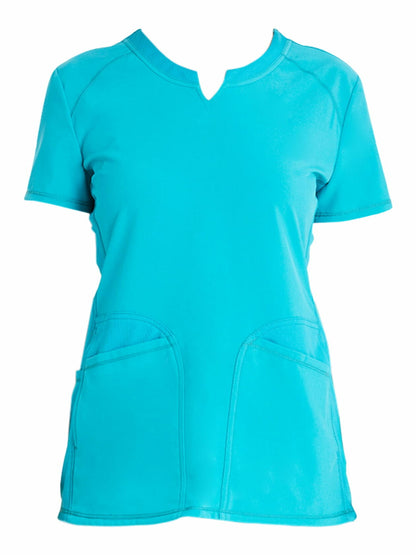 Scrubstar Womens Antimicrobial Performance Notch Neck Top Aquamarine Blue Sz XL