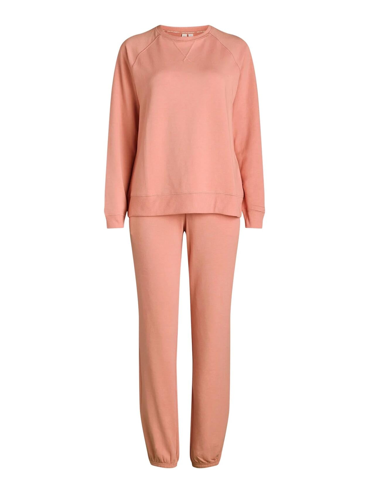 Joyspun Womens French Terry Sweatshirt and Joggers Pajama Coral Castle Size 3X