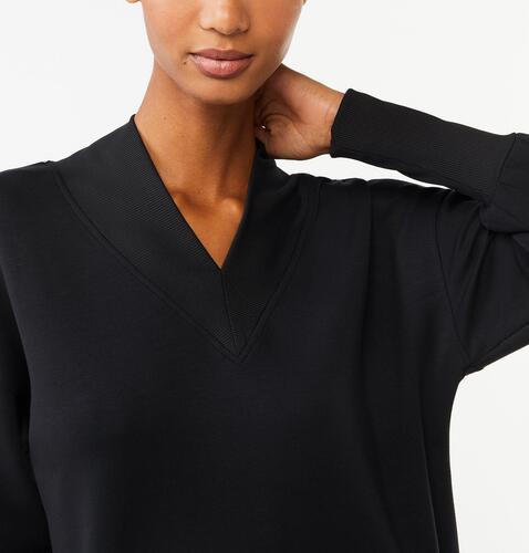 Scoop Womens and Womens Plus Scubaknit V-Neck Sweatshirt