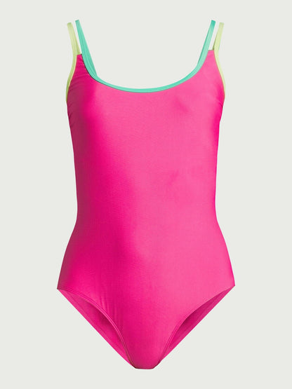No Boundaries Juniors Multi-Strap One-Piece Swimsuit  Radiant Fuchsia Size M