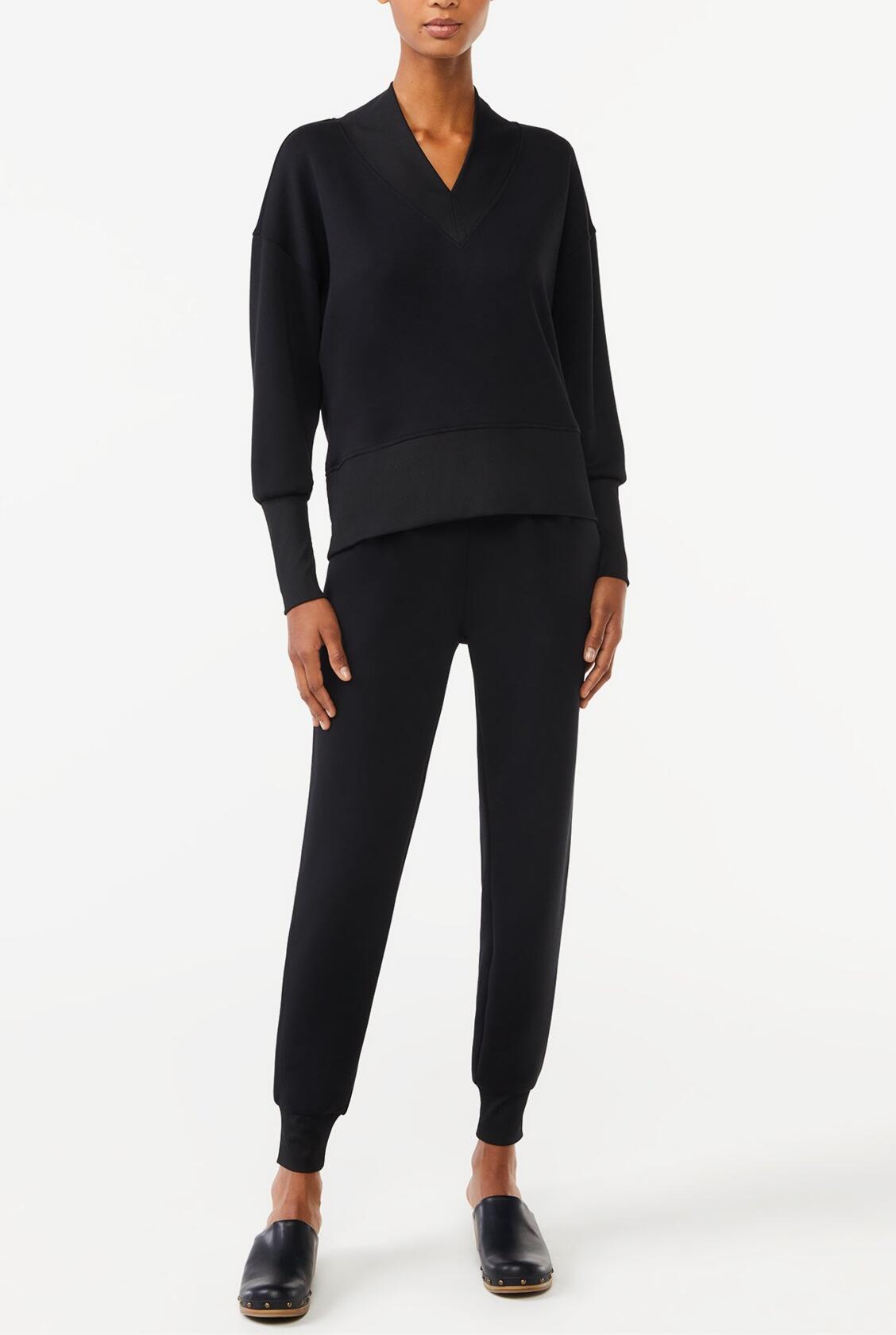 Scoop Womens and Womens Plus Scubaknit V-Neck Sweatshirt