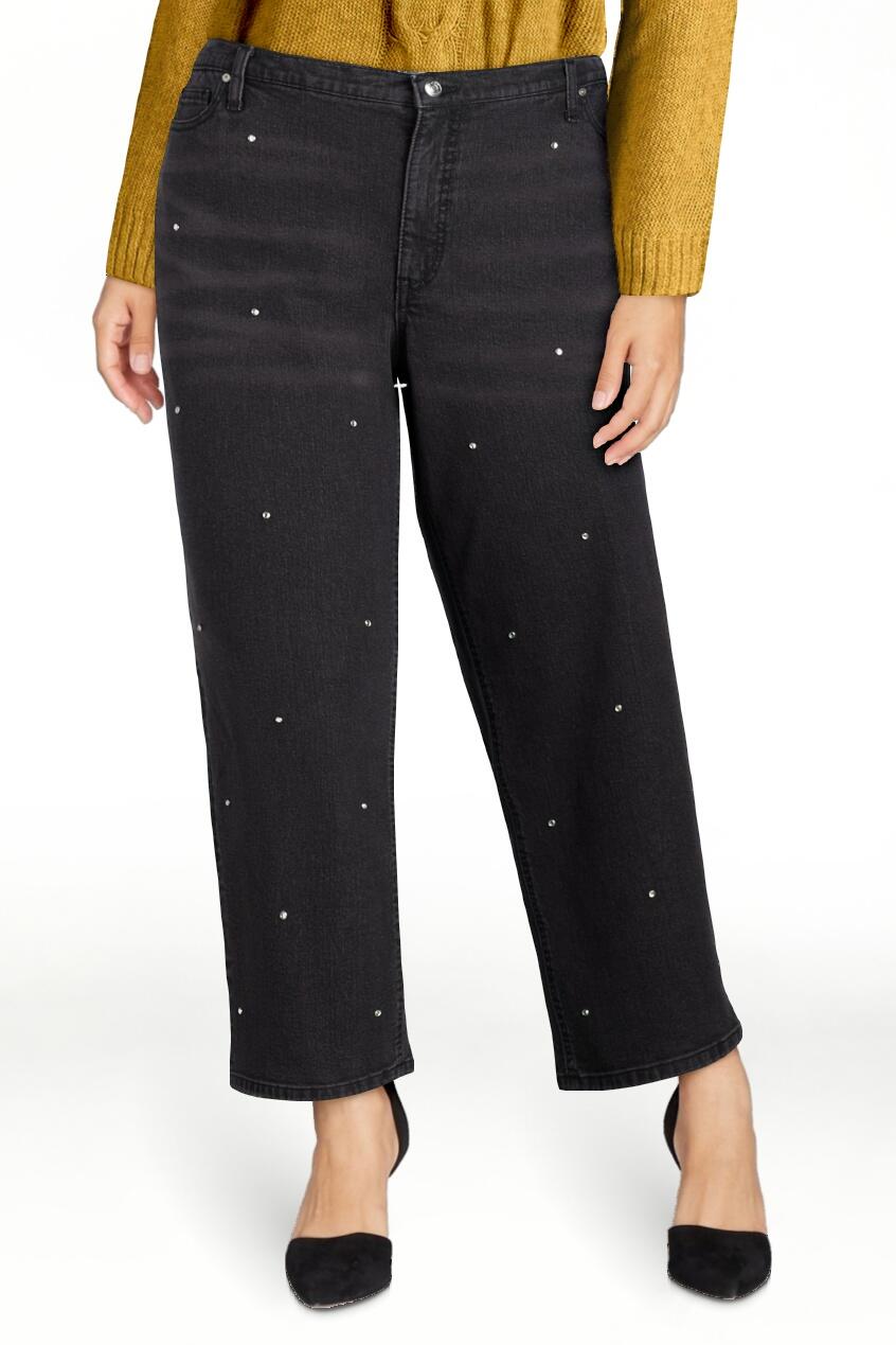 Scoop Womens Low Slung Cropped Jeans Embellised Relaxed Crop Black Size 8/27