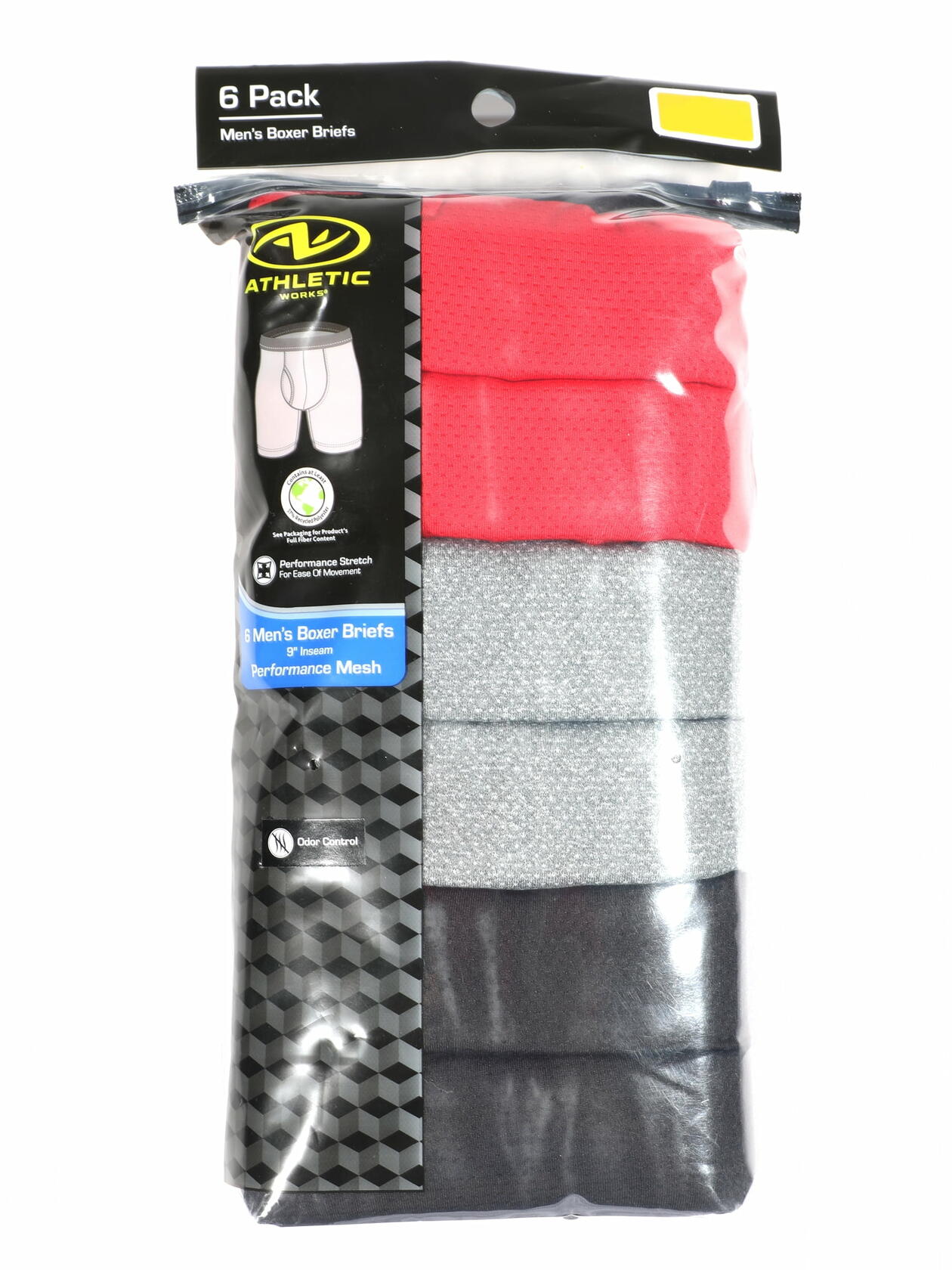 Athletic Works Mens Long Leg Breathable Mesh Boxer Briefs 6-Pack Assorted Sz 3XL