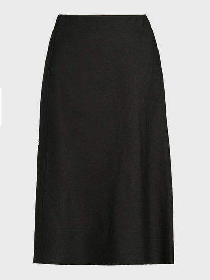 Free Assembly Womens Bias Slip Midi Skirt Black Soot Size XL