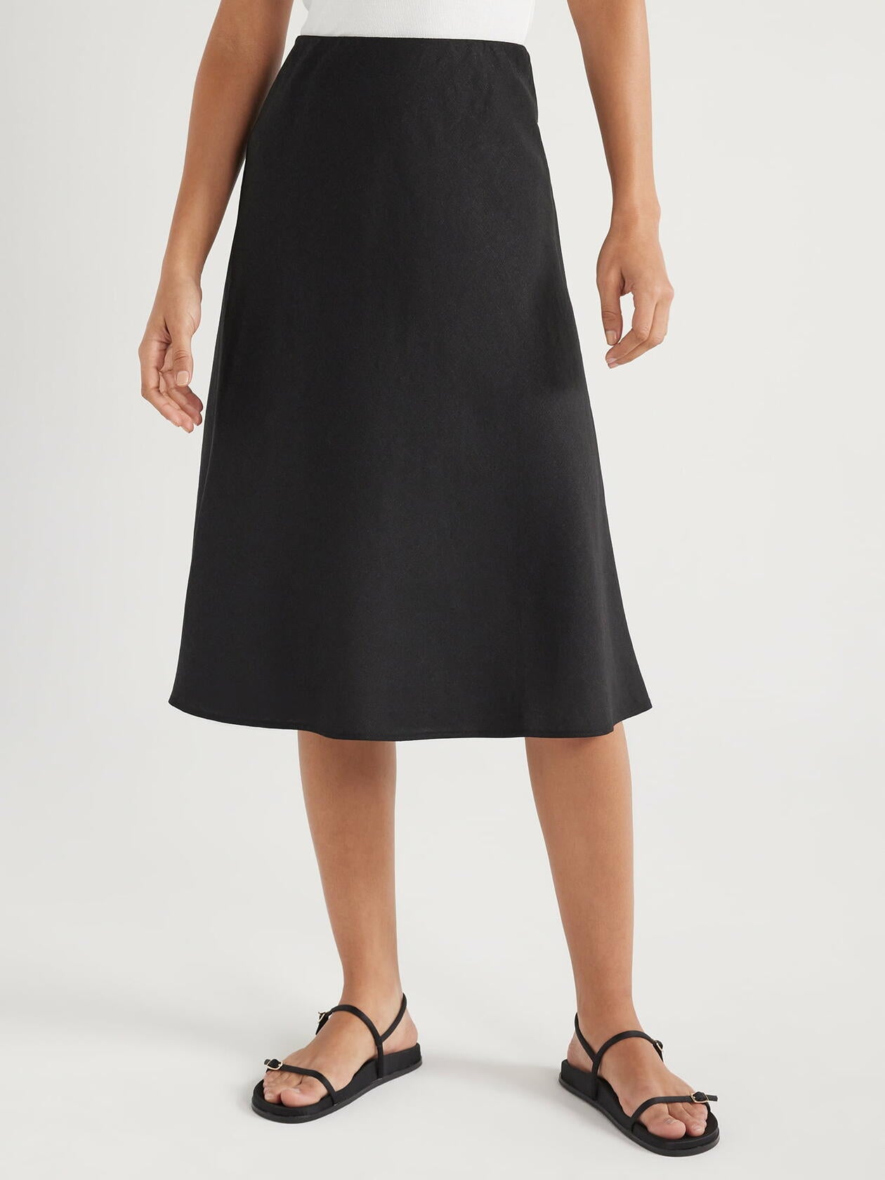 Free Assembly Womens Bias Slip Midi Skirt Black Soot Size XL