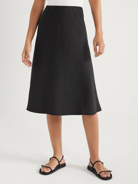 Free Assembly Womens Bias Slip Midi Skirt Black Soot Size XL