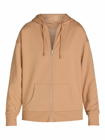 Time and Tru Womens and Womens Plus Zip Up Fleece Jacket with Hood Size M