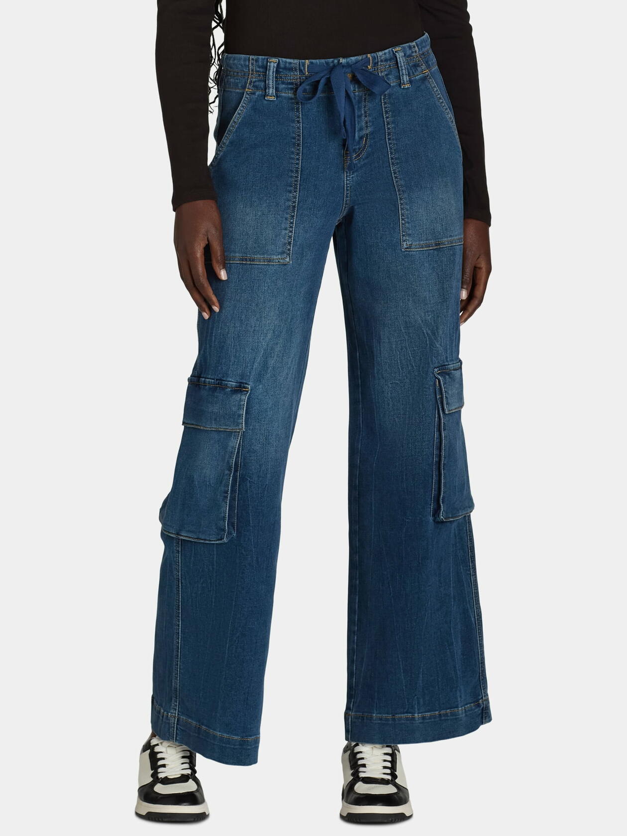 Time and Tru Womens Drawstring Cargo Pants 31" Inseams Dark Vintage Size 6