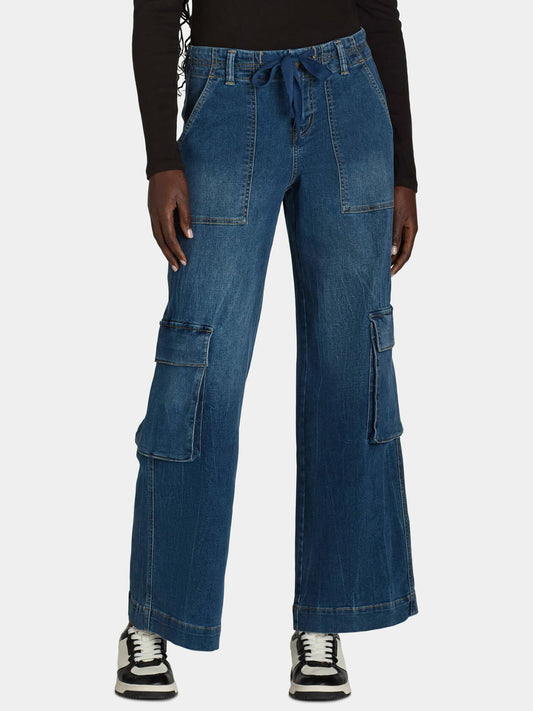 Time and Tru Womens Drawstring Cargo Pants 31" Inseams Dark Vintage Size 6