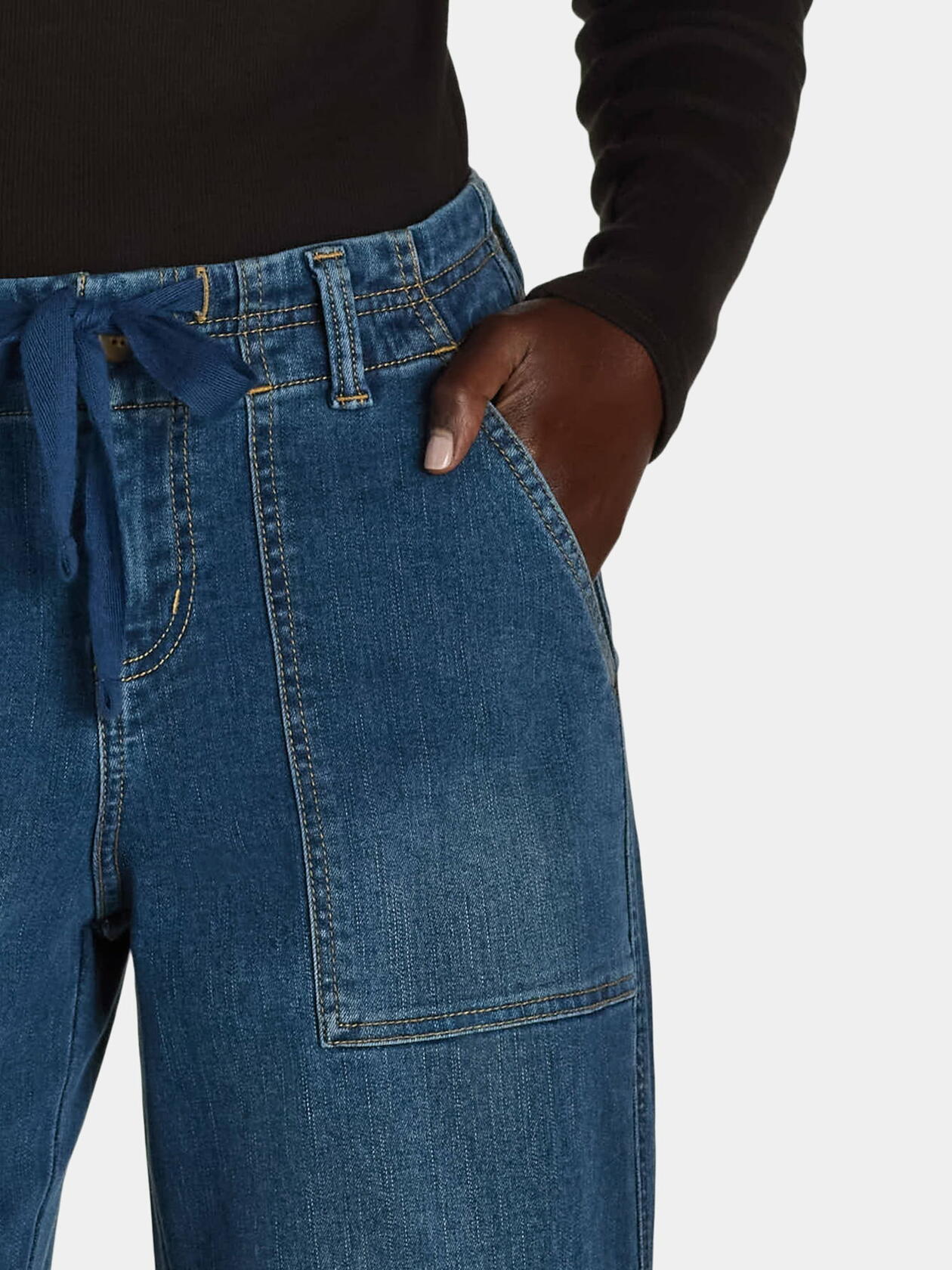 Time and Tru Womens Drawstring Cargo Pants 31" Inseams Dark Vintage Size 6