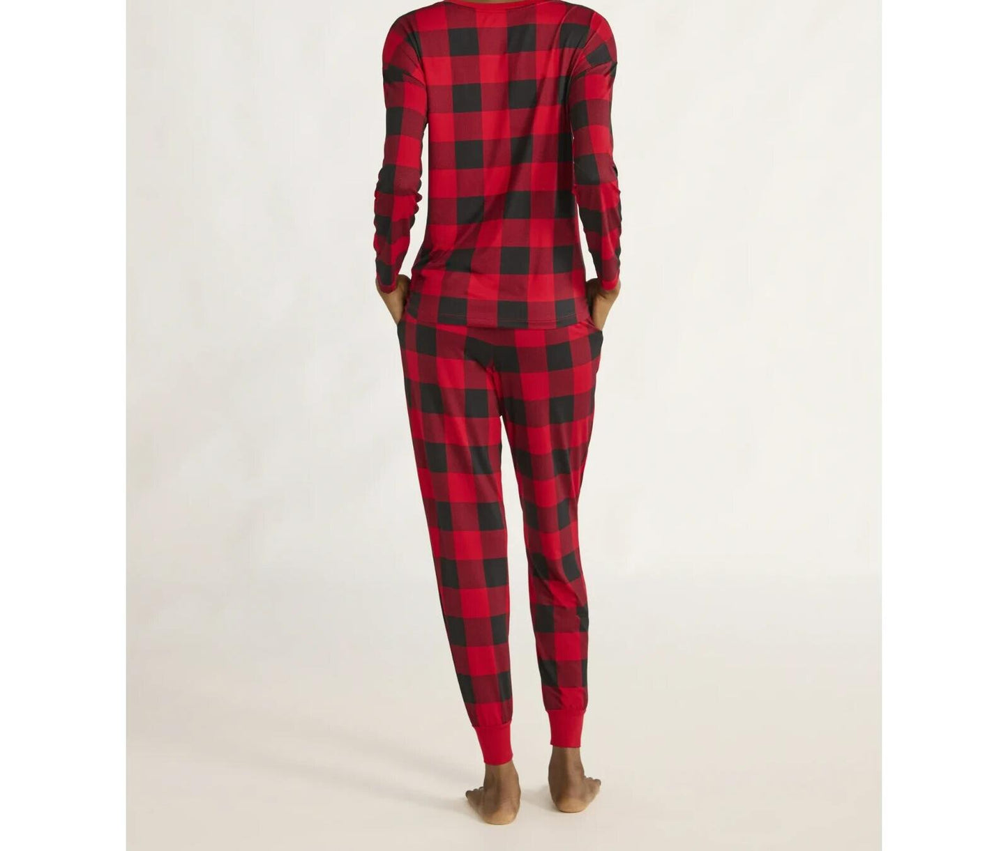 Joyspun Womens Tee & Jogger Pants Pajama Set Red Pepper Buffalo Plaid Sz S (4-6)