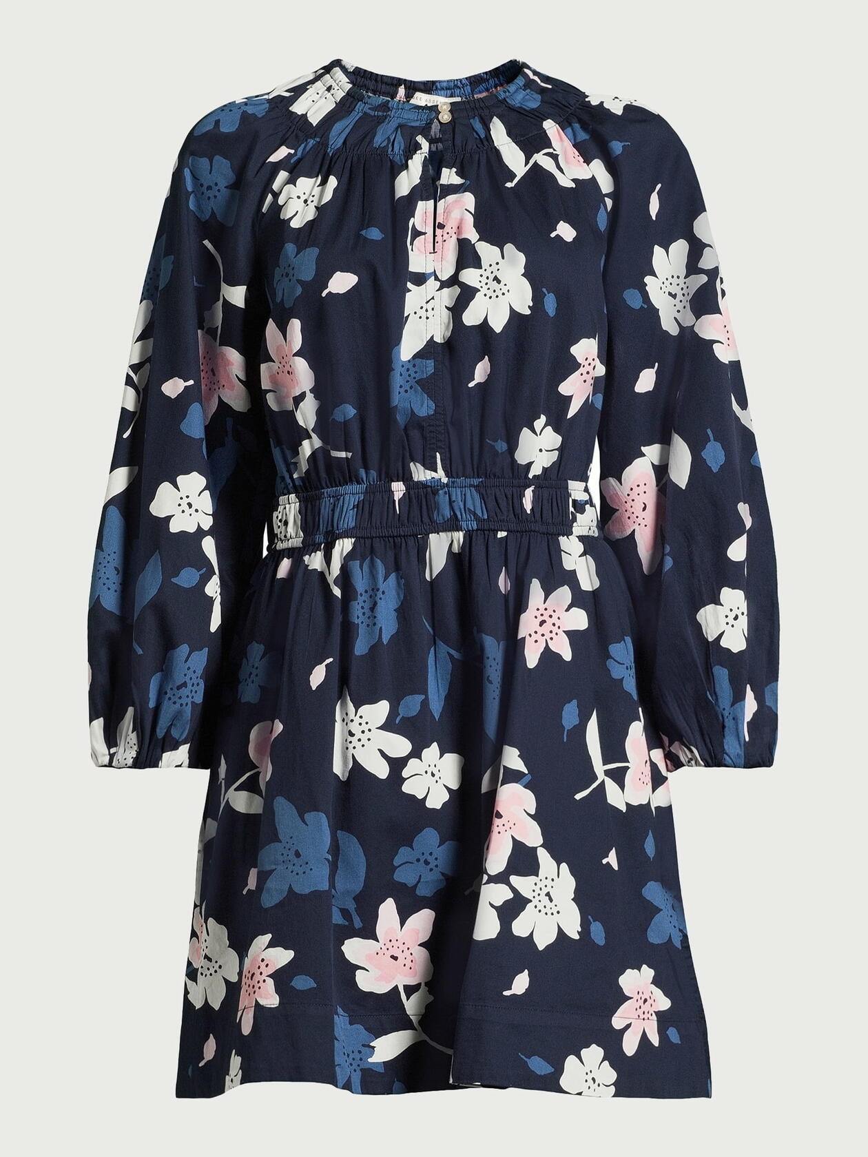 Free Assembly Womens Gathered Waist Mini Dress Navy Floral Size XXL