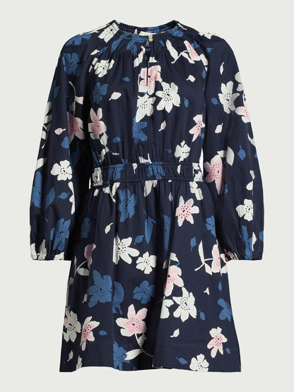 Free Assembly Womens Gathered Waist Mini Dress Navy Floral Size XXL