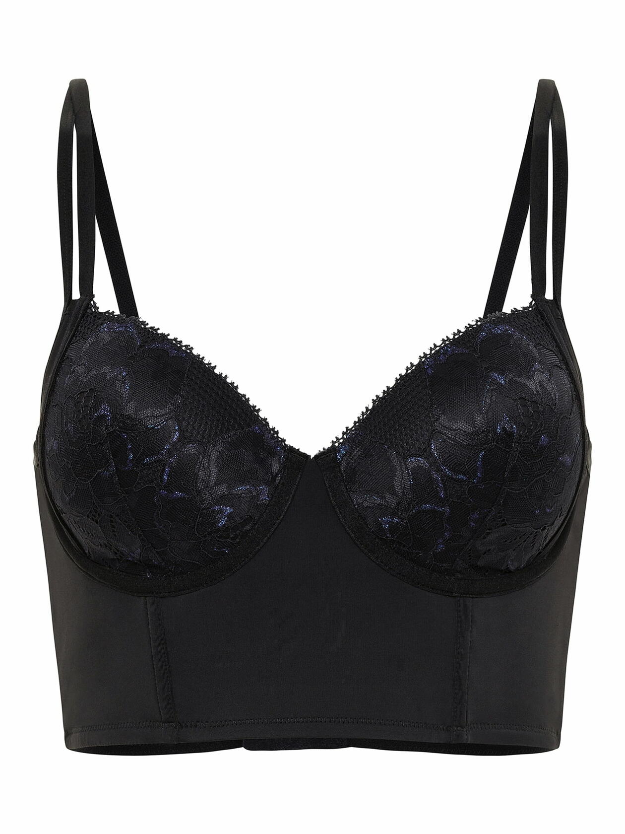 Adored by Adore Me Micro and Lace Lightly Lined Evalynn Bra Jet Black Size 34B