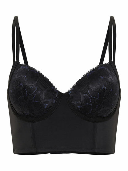 Adored by Adore Me Micro and Lace Lightly Lined Evalynn Bra Jet Black Size 34B