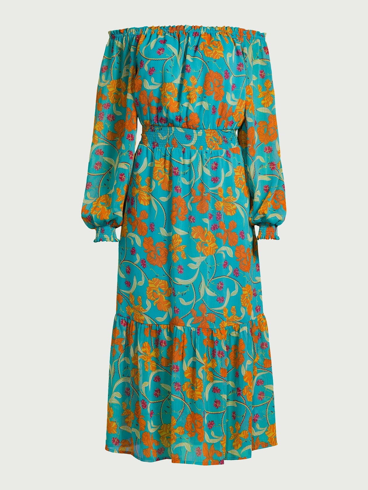 Sofia Jeans Womens Off the Shoulder Dress Blouson Sleeves Caneel Bay Size XS