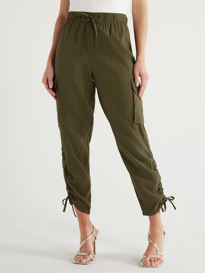Sofia Jeans Womens Super High Rise Luxe Cargo Pants 27" Inseam Dark Green Sz XL