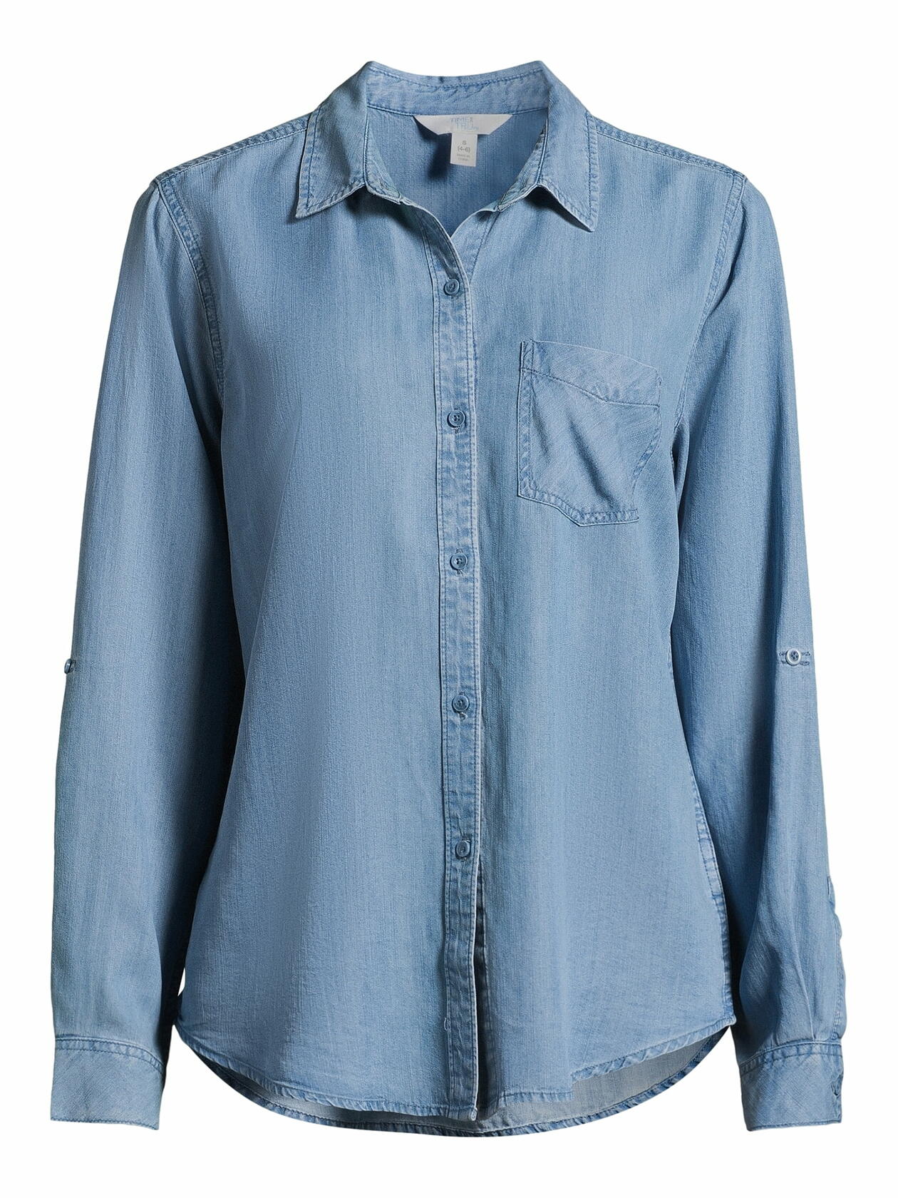 Time and Tru Womens Soft Button Front Shirt Medium Indigo Denim Size S