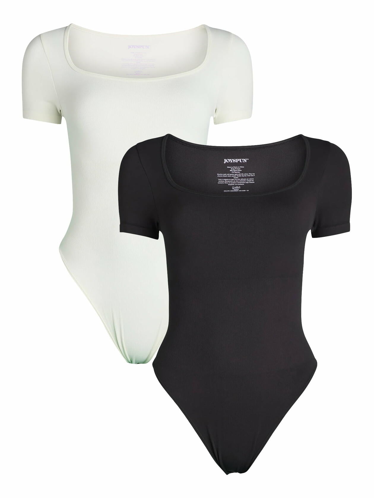 Joyspun Womens Seamless Slimming Bodysuit 2- Pack Black Soot/Winter White Size M