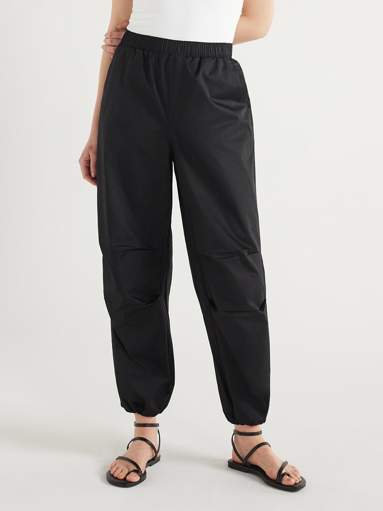 Scoop Womens Cotton Parachute Jogger Pants Black Size M
