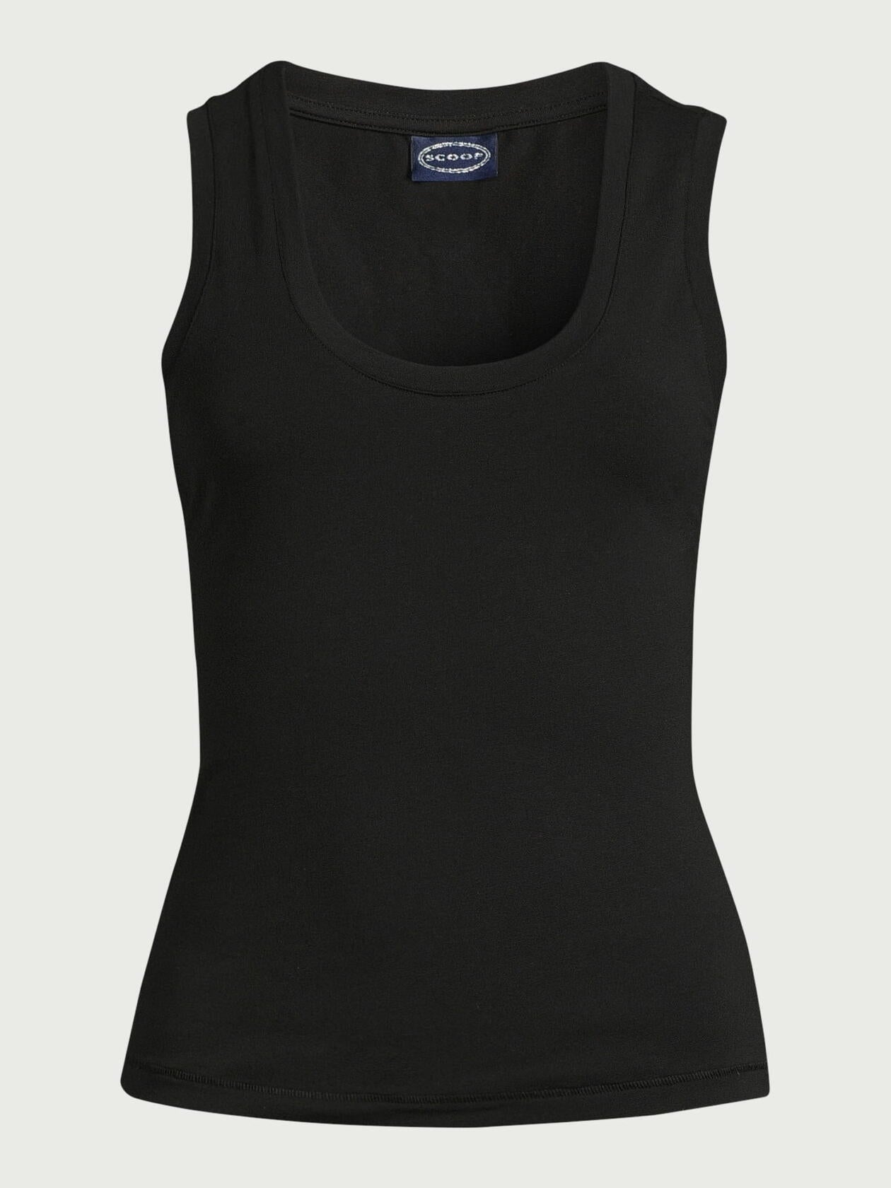 Scoop Womens Ultimate Refined JerseyKnit Cotton Fitted Baby Tank Top Black Sz XL