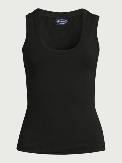 Scoop Womens Ultimate Refined JerseyKnit Cotton Fitted Baby Tank Top Black Sz XL