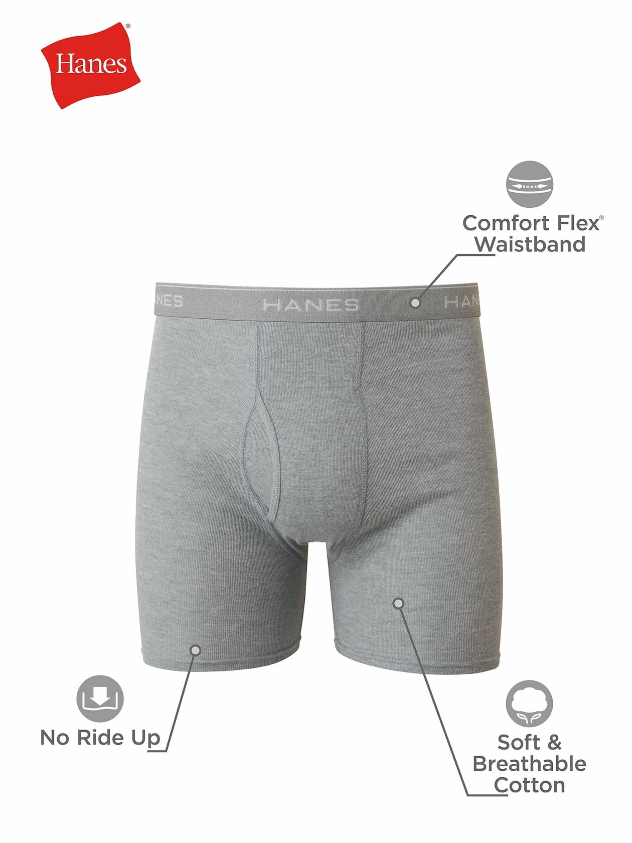 Hanes Mens Boxer Briefs 3 Pack Assorted Black/Grey Size M