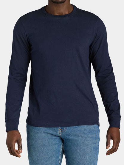 George Mens Cotton Long Sleeve T-Shirt Crewneck 2-Pack Multicolor Size L (12-44)